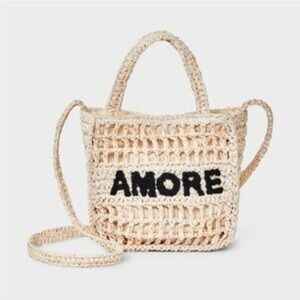 Universal Thread Cream Crochet Tote with Black Detail